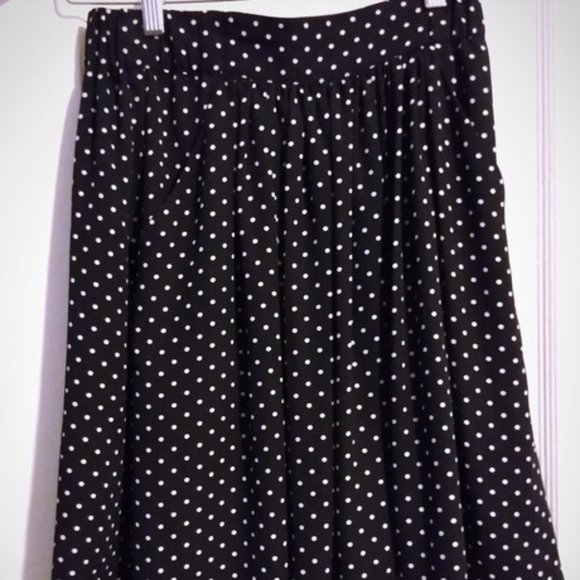 CeCe by Cynthia Steffe Polka Dot Midi Skirt Sz 12 Black & White - Picture 9 of 11
